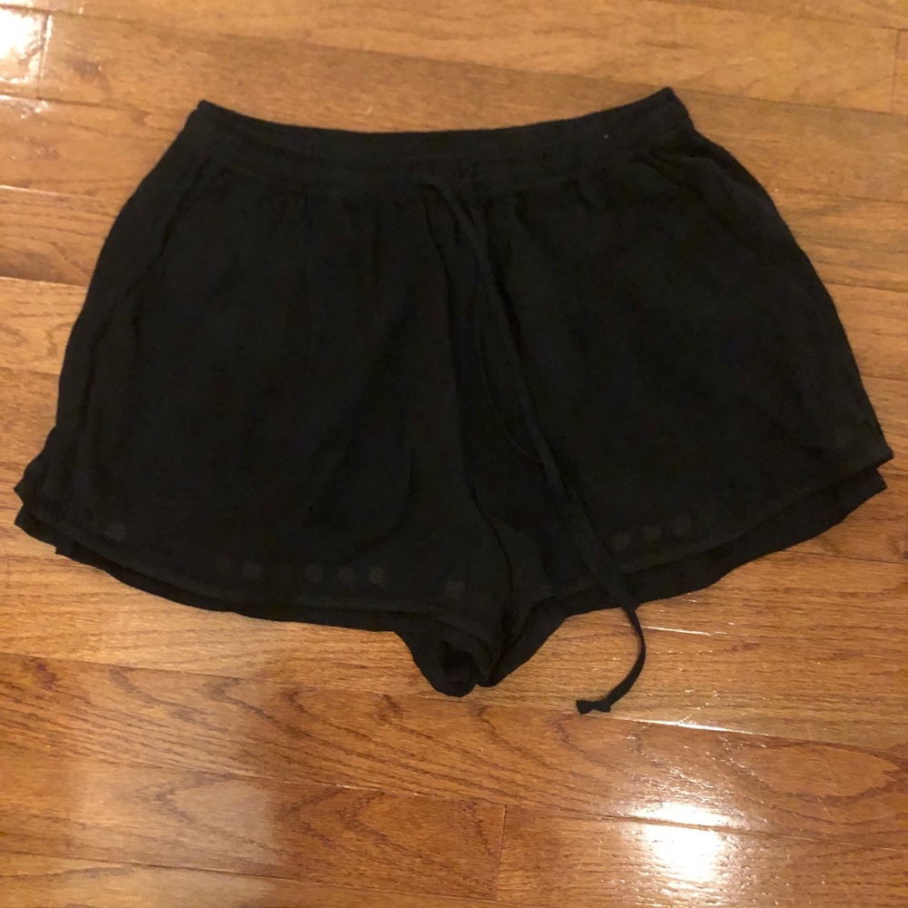 Cynthia Vincent Black Drawstring Shorts